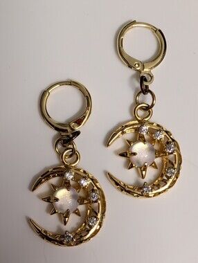 SHINEST Opal Moon And Star Earring
